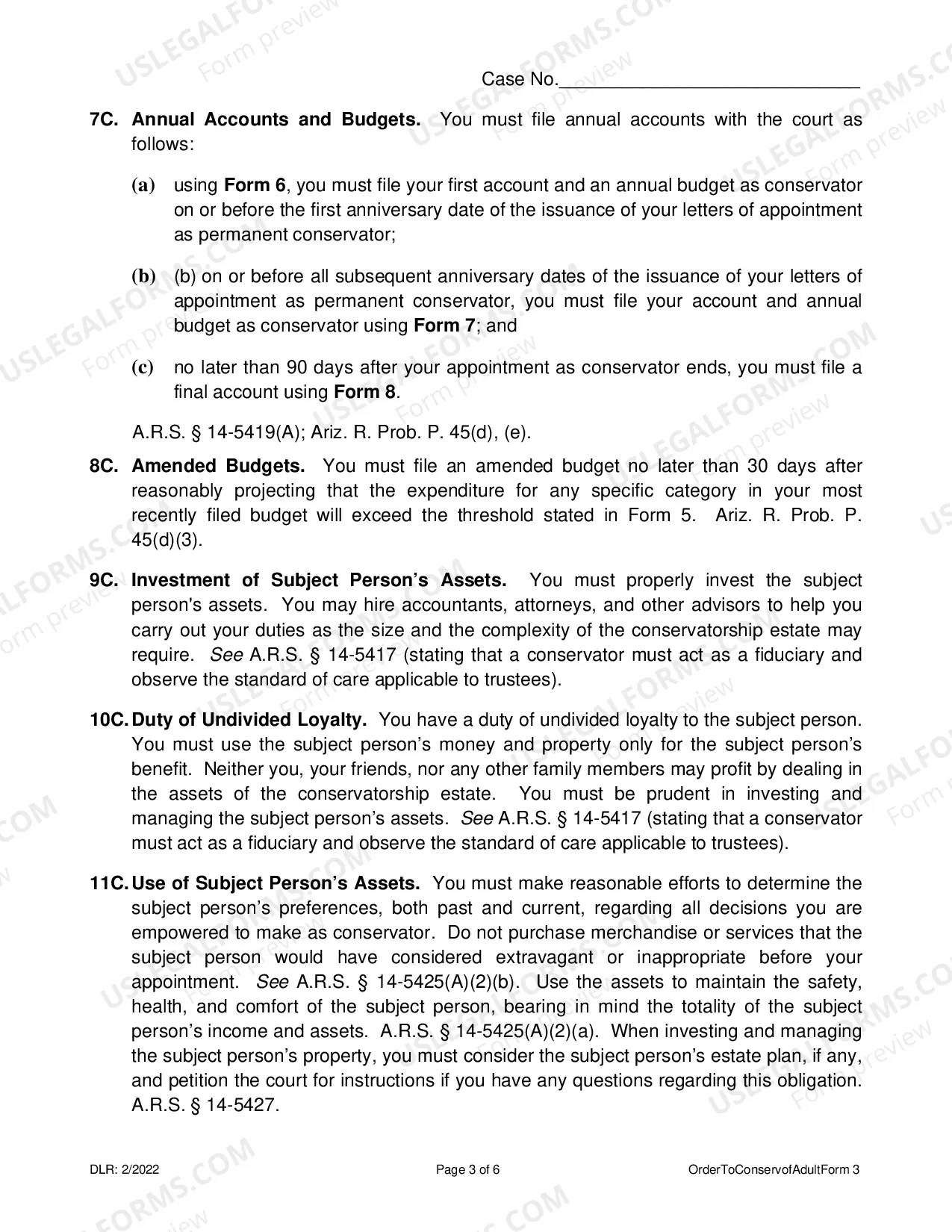 Preview Order to Conservator and acknowledgement and Information to Interested Persons