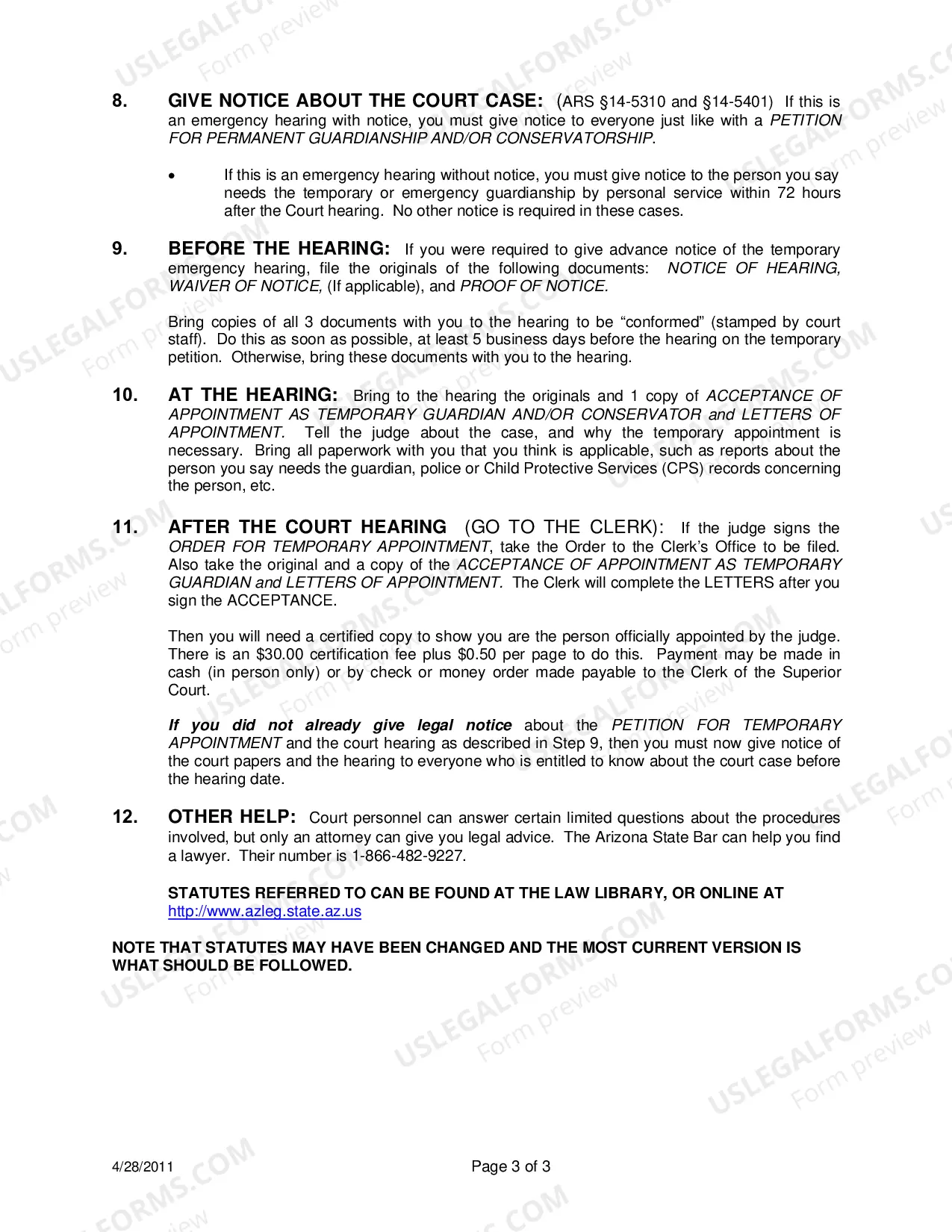 Preview Instructions: How To Get A Guardian And/Or Conservator Appointed For A Minor On A Temporary/Emergency Basis