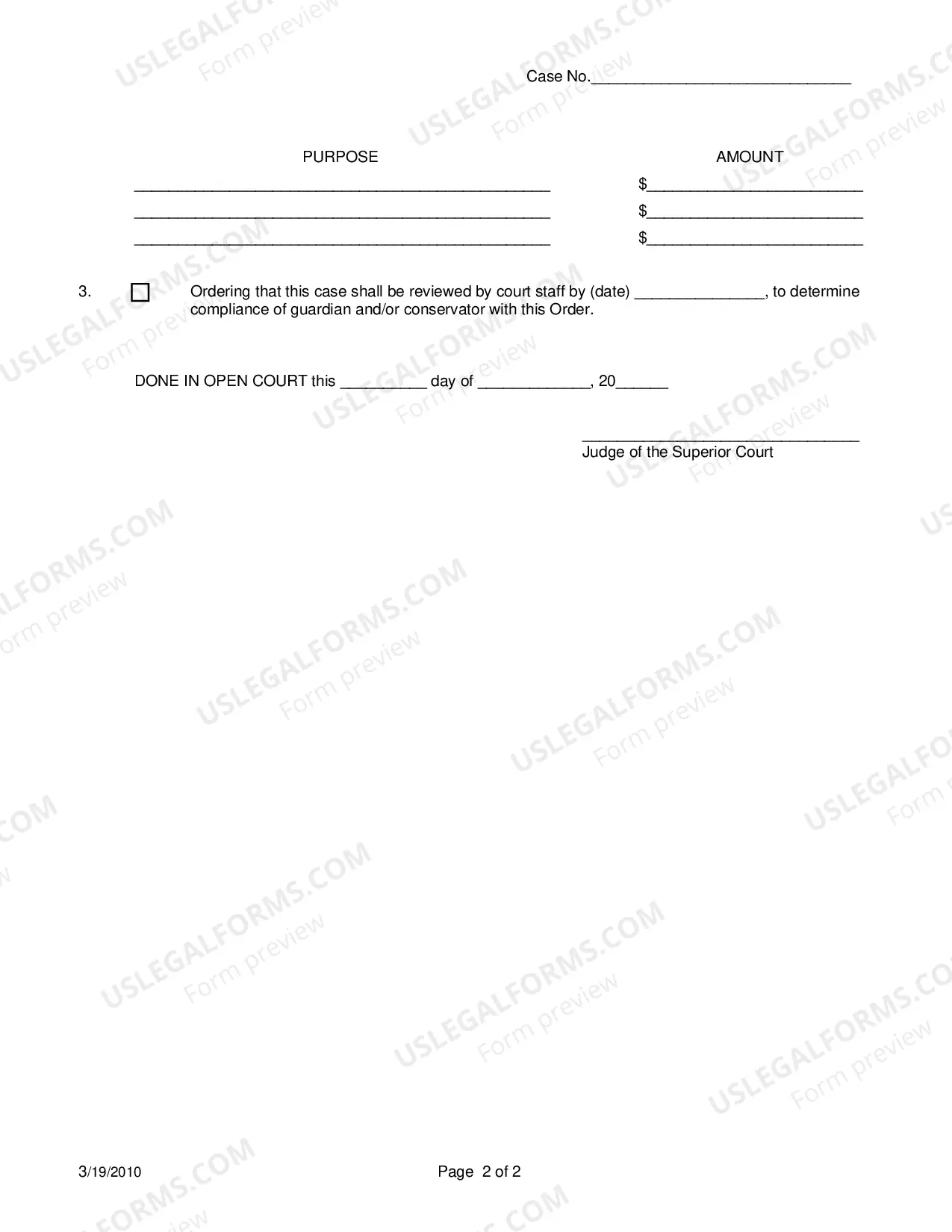 Preview Order Releasing Funds From a Restricted Account and Requiring Proof of Use of Funds