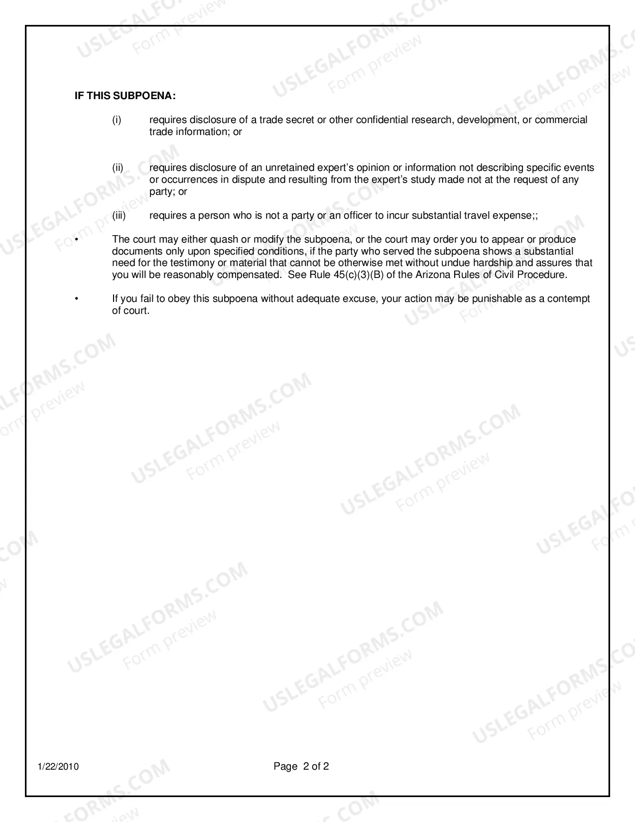 Preview Subpoena Duties