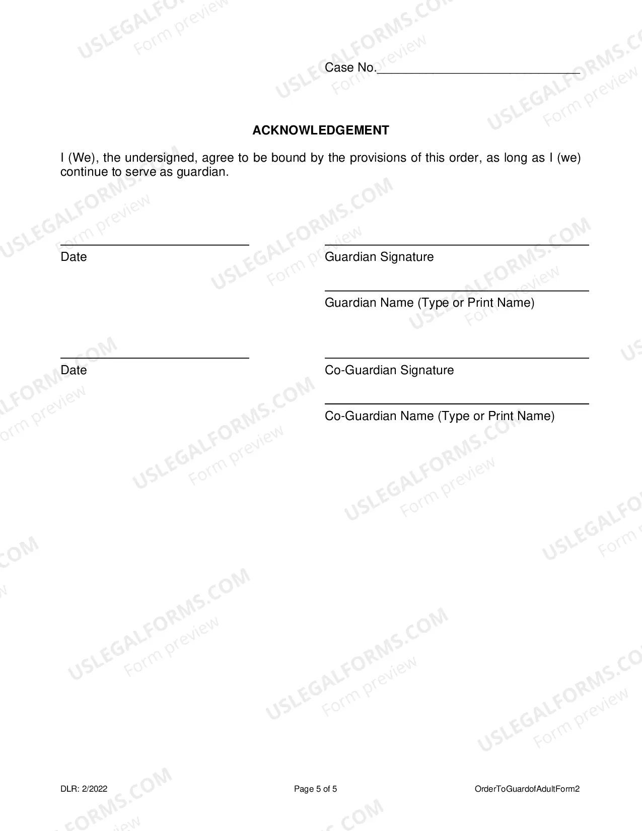 Preview Order To Conservator And Acknowledment And Information To Interested Persons