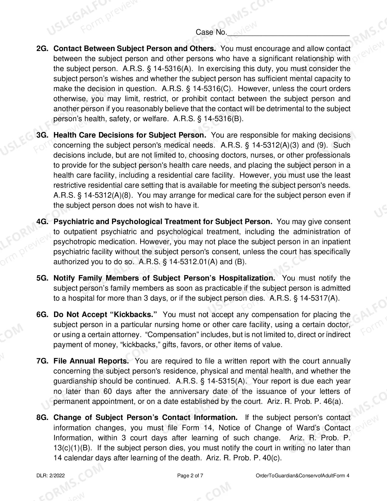 Preview Order to Guardian and Conservator and Acknowledgement and Information to Interested Persons