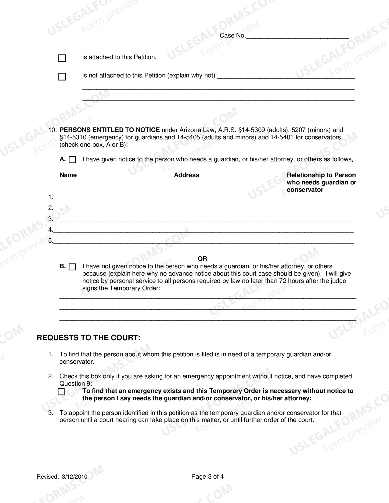 Preview Petition For Temporary Emergency Appointment Of Guardian or Conservator of Minor