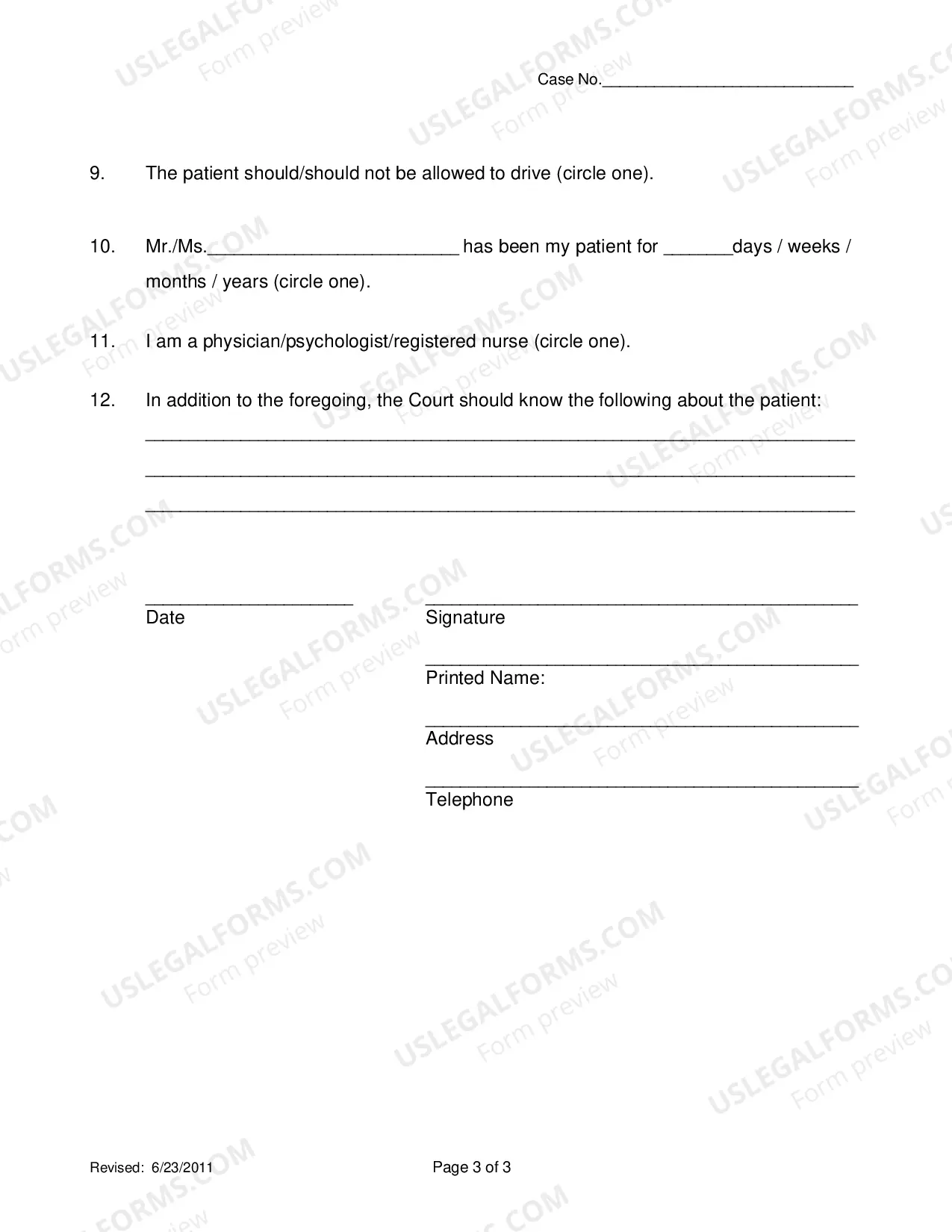 Preview Report Of Court Appointed Physician-Psychologist-Registered Nurse