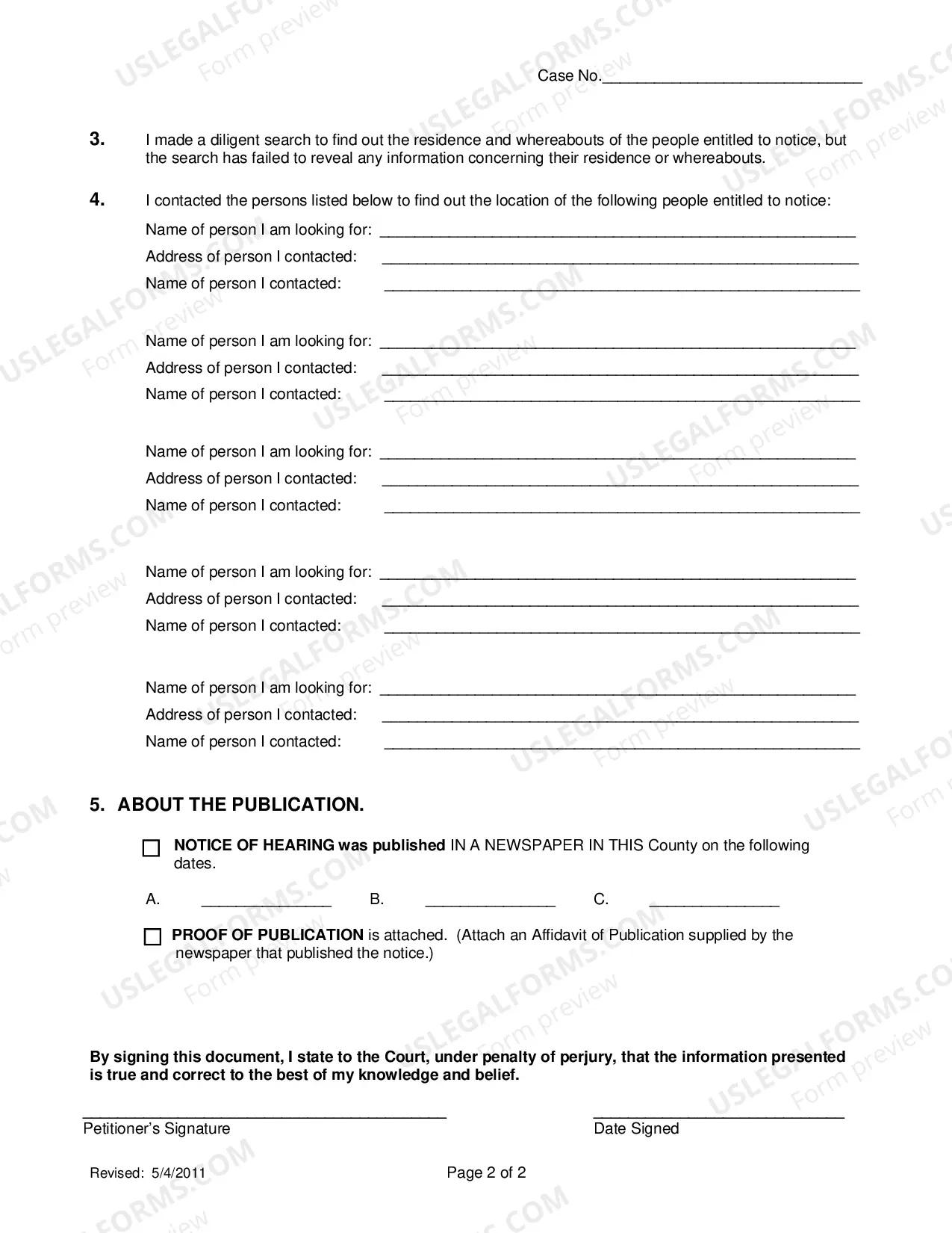 Preview Affidavit Supporting Publication