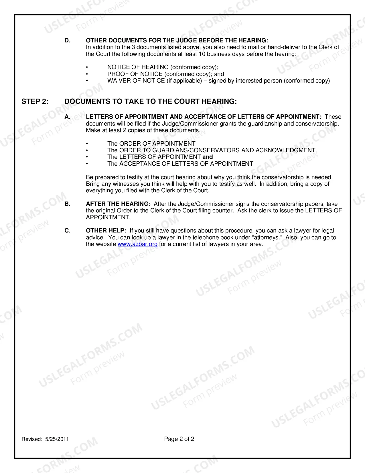 Preview Instructions: Preparing for the Court Hearing