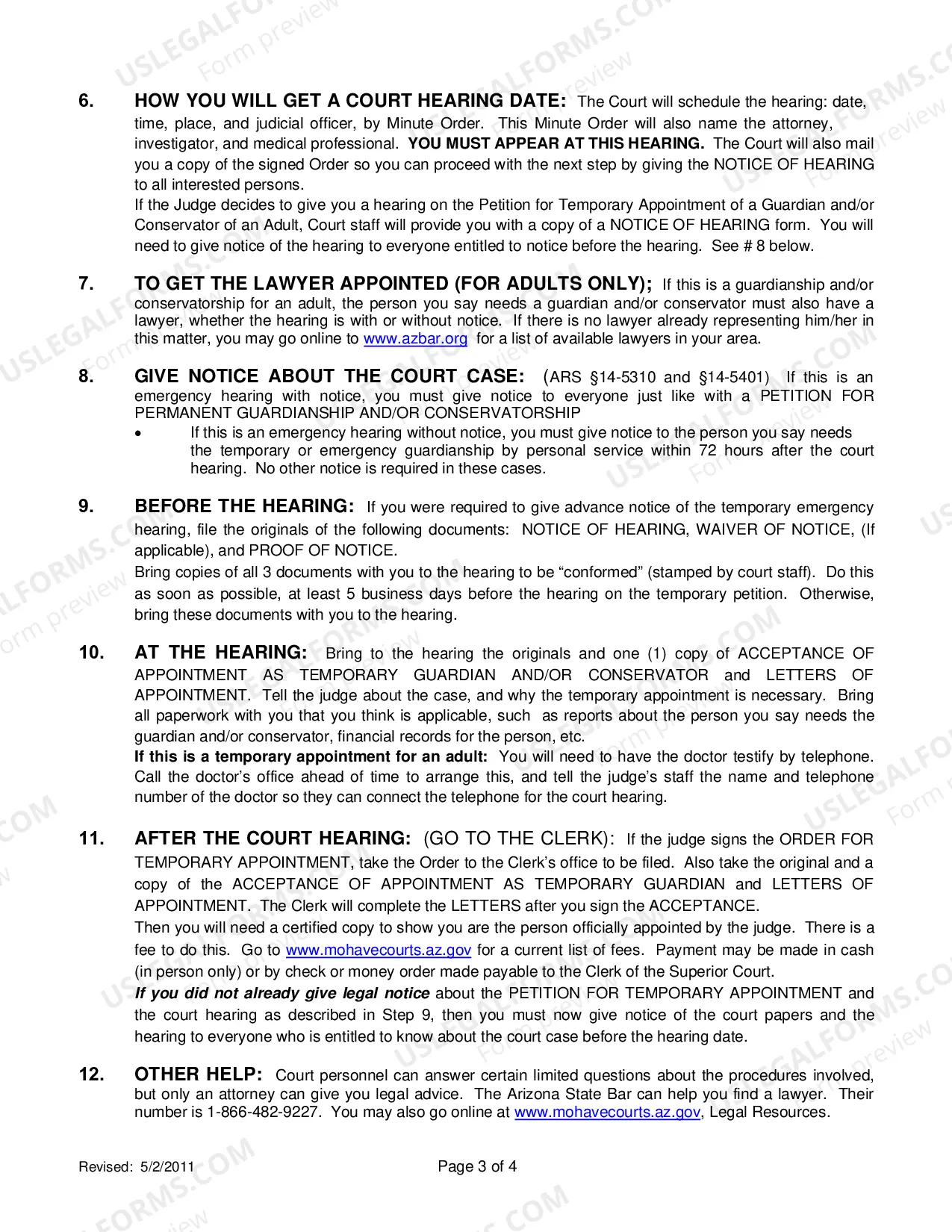 Preview Instructions On How To Get A Guardian And/Or Conservator Appointed For An Adult On A Temporary/Emergency Basis