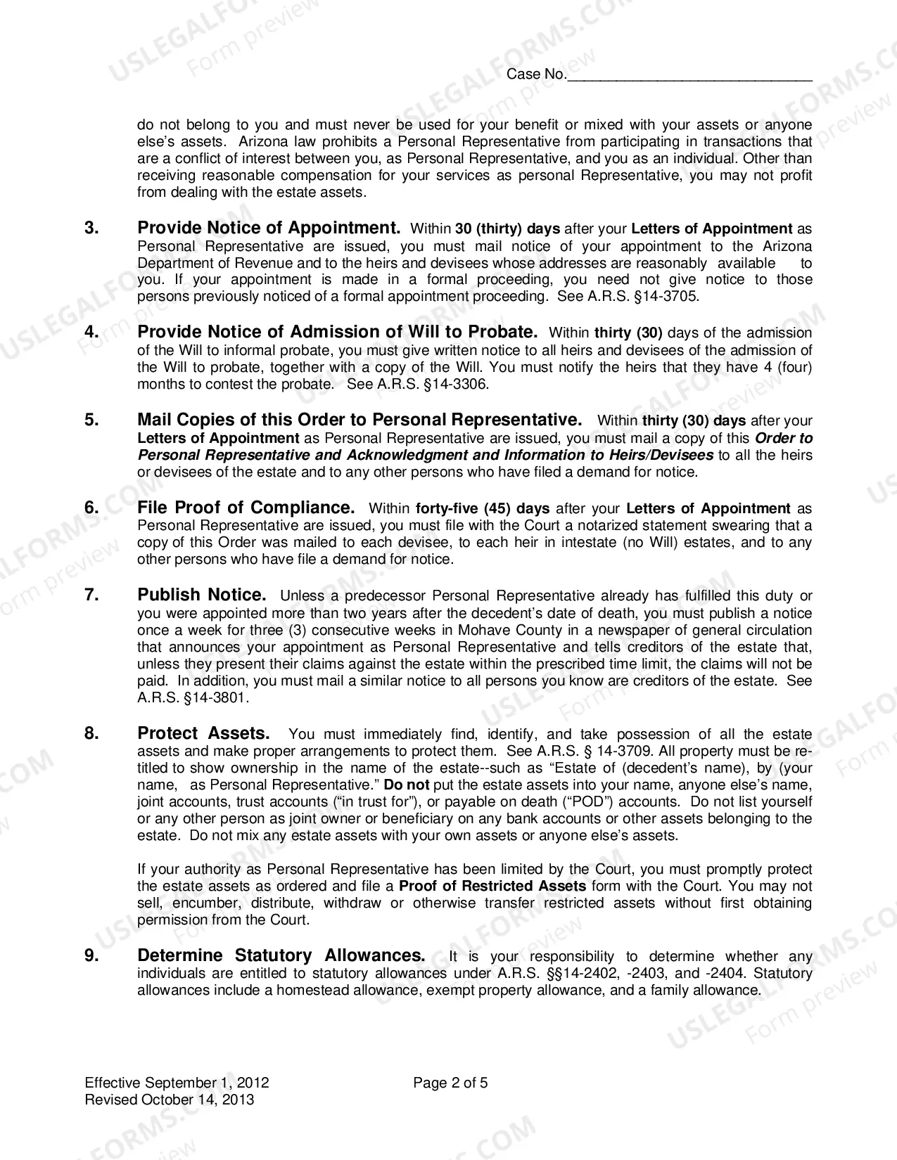 Preview Order To Personal Representative And Acknowledgment And Information To Heirs Devisees