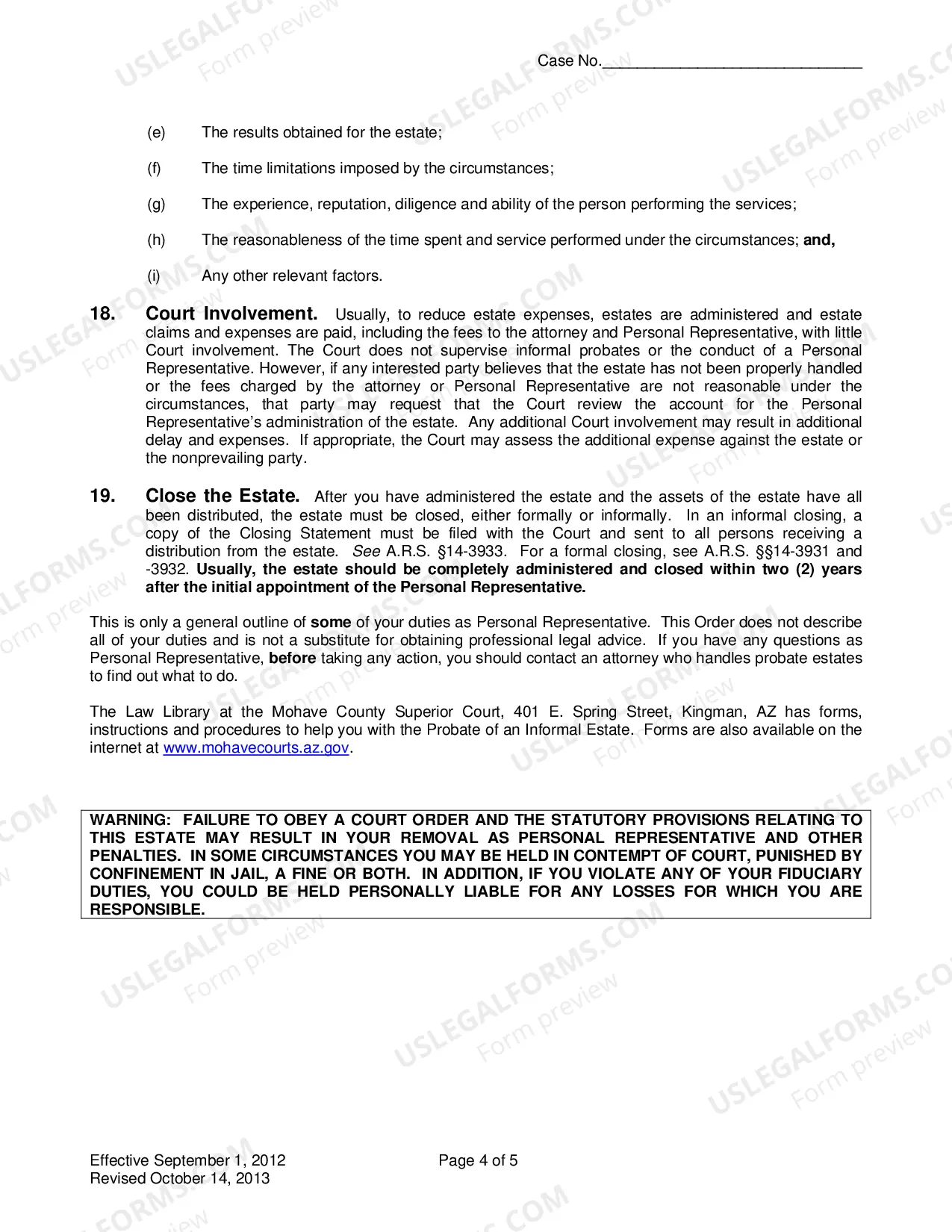 Preview Order To Personal Representative And Acknowledgment And Information To Heirs Devisees