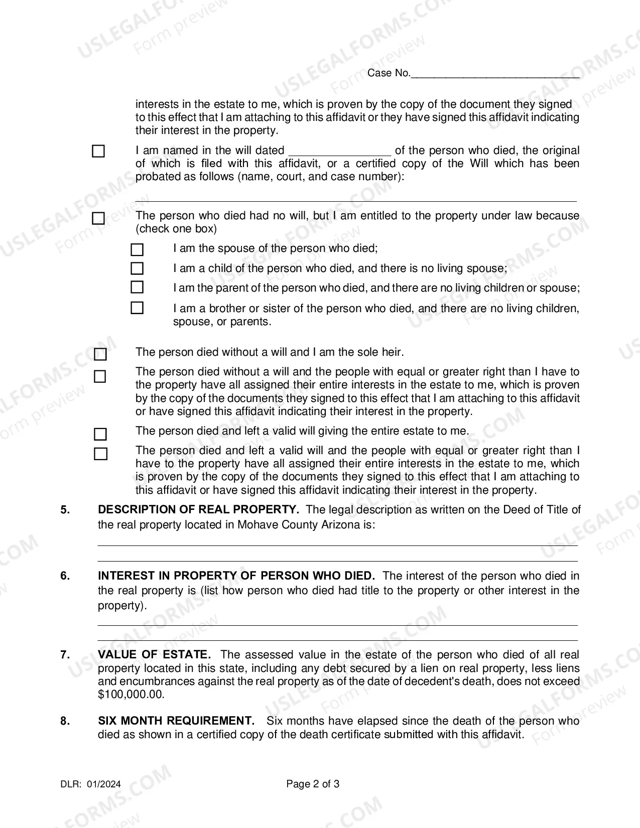 Preview Real Property Affidavit
