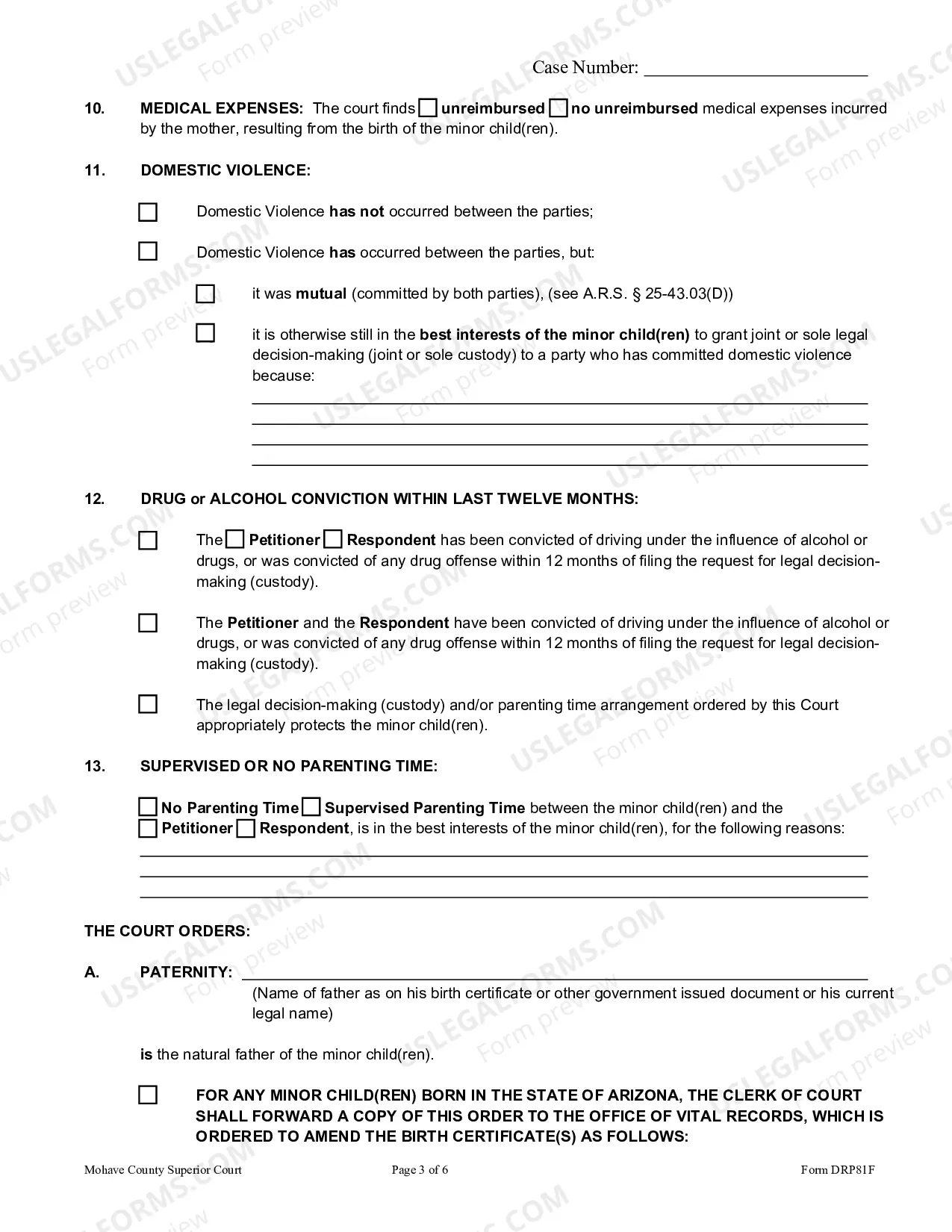 Preview Judgment And Order For Paternity