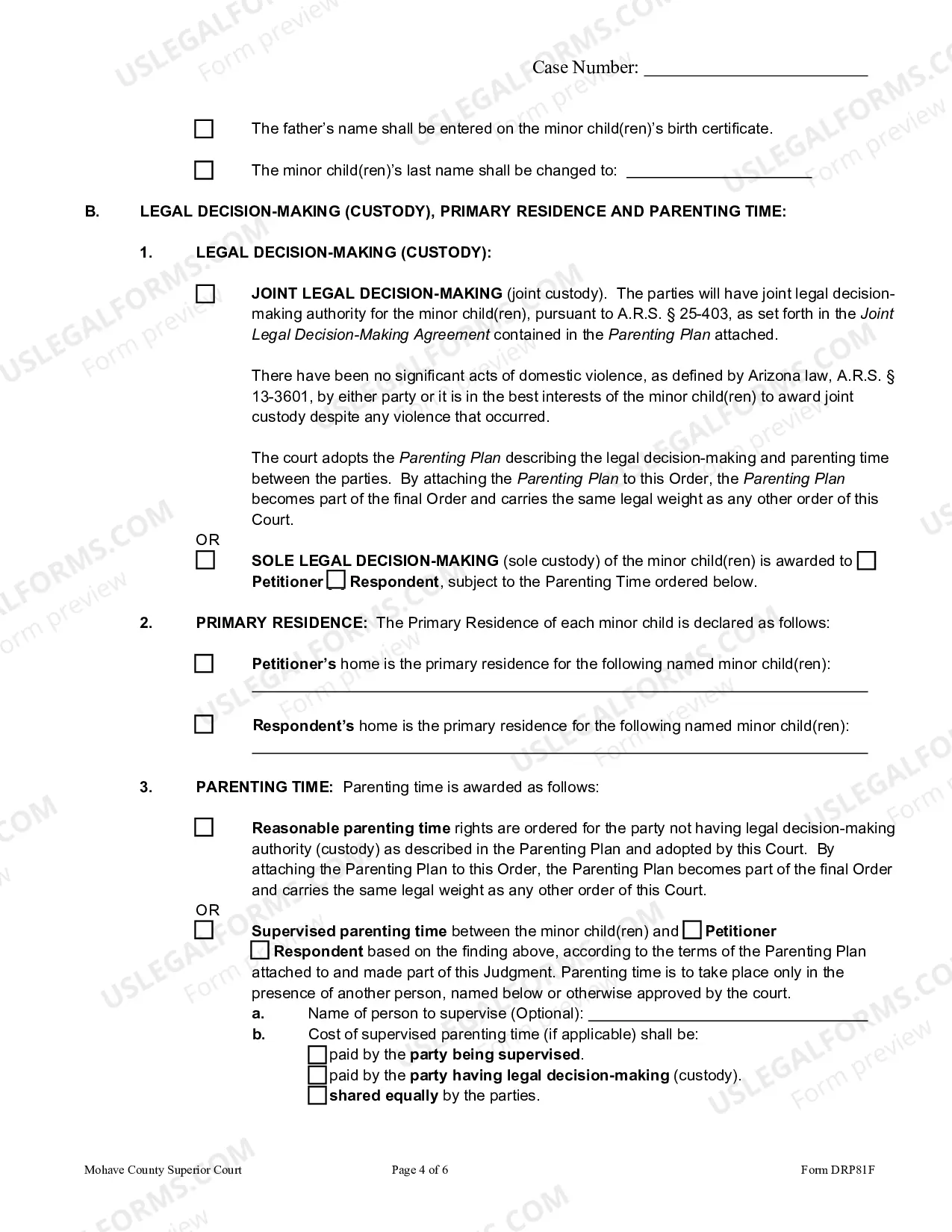 Preview Judgment And Order For Paternity