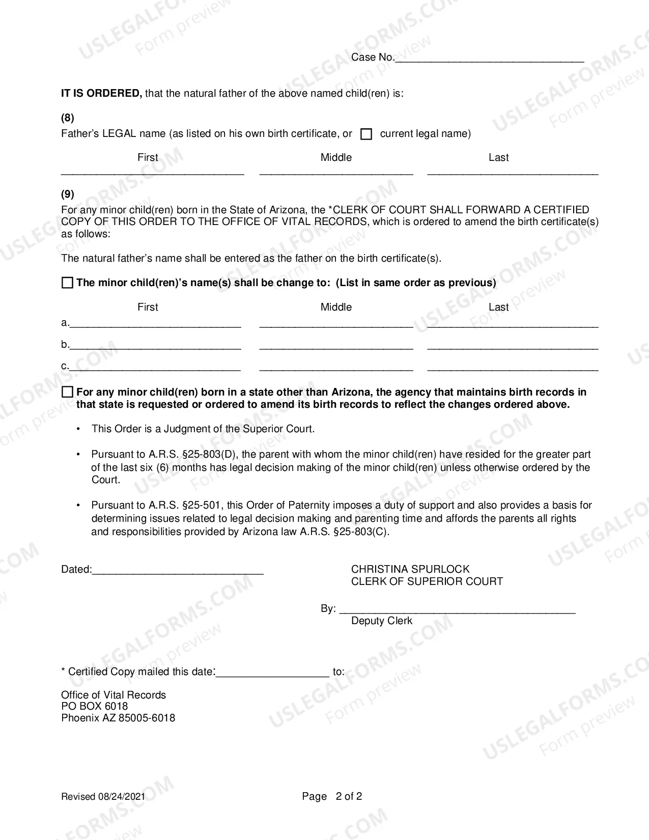 Preview Order Of Paternity (Mohave County)