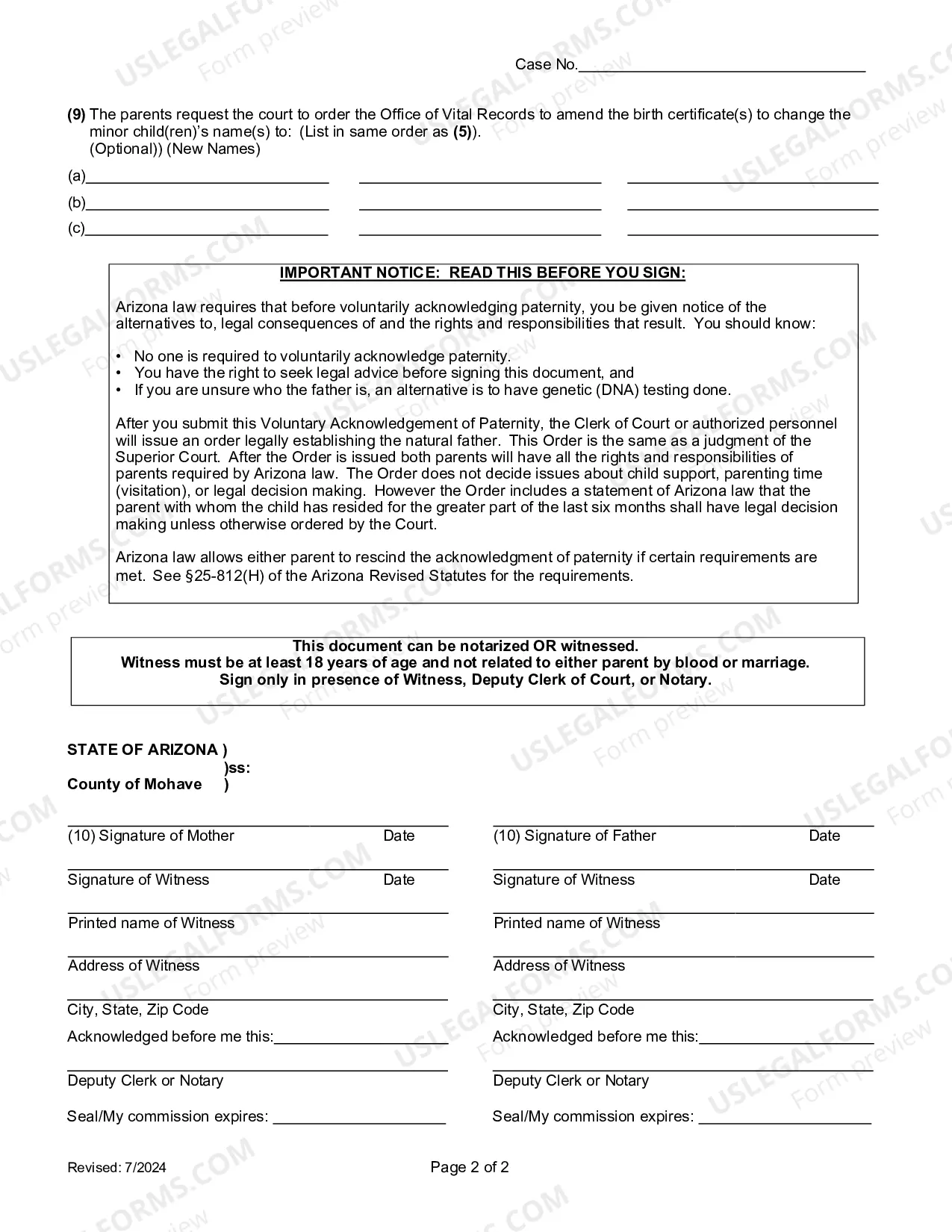 Preview Voluntary Acknowledgement Of Paternity