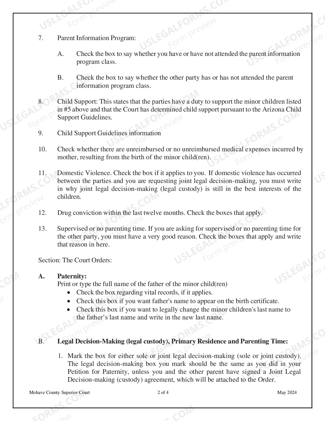 Preview Instructions: How to Fill Out the Judgment (Order) for Your Paternity Case