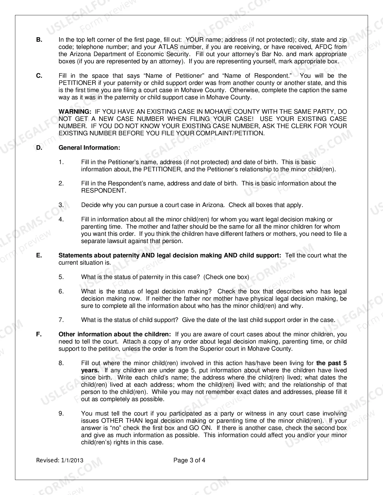 Preview Instructions: How to Fill Out Papers to Establish Parenting Time