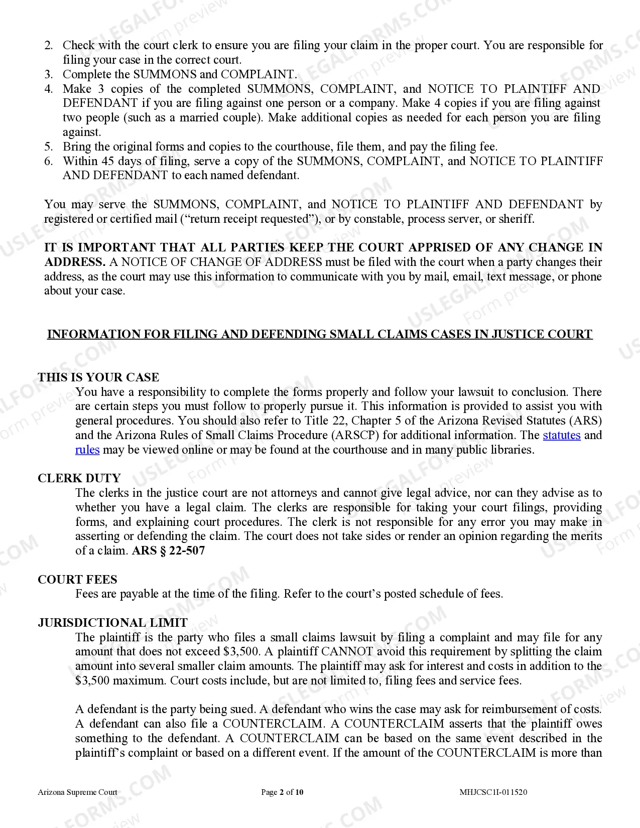 Preview Small Claims Case Instructions and Guide