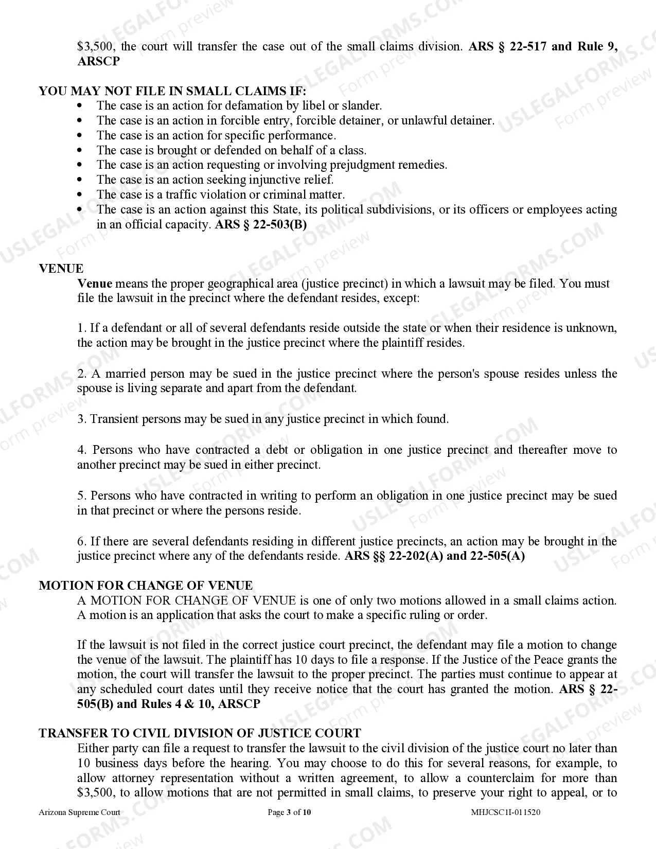 Preview Small Claims Case Instructions and Guide