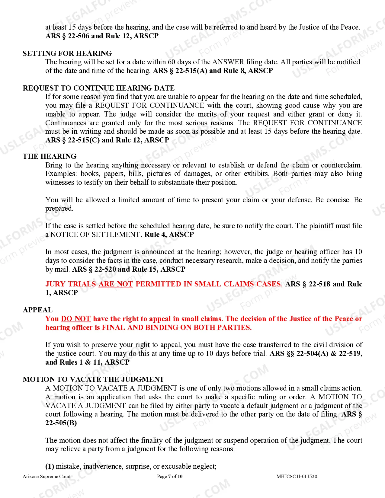 Preview Small Claims Case Instructions and Guide