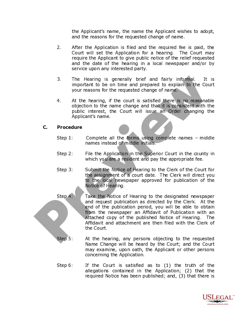 Preview Arizona Name Change Instructions and Forms Package for an Adult