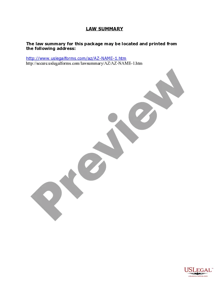 Preview Arizona Name Change Instructions and Forms Package for an Adult