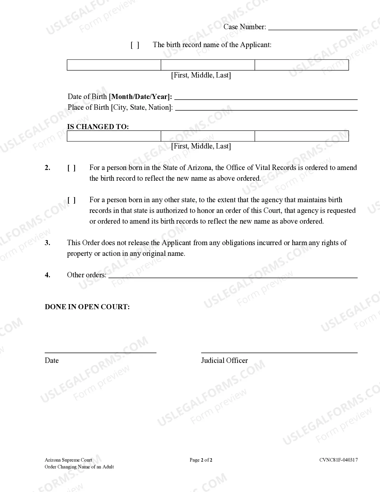Preview Order Changing Name For An Adult