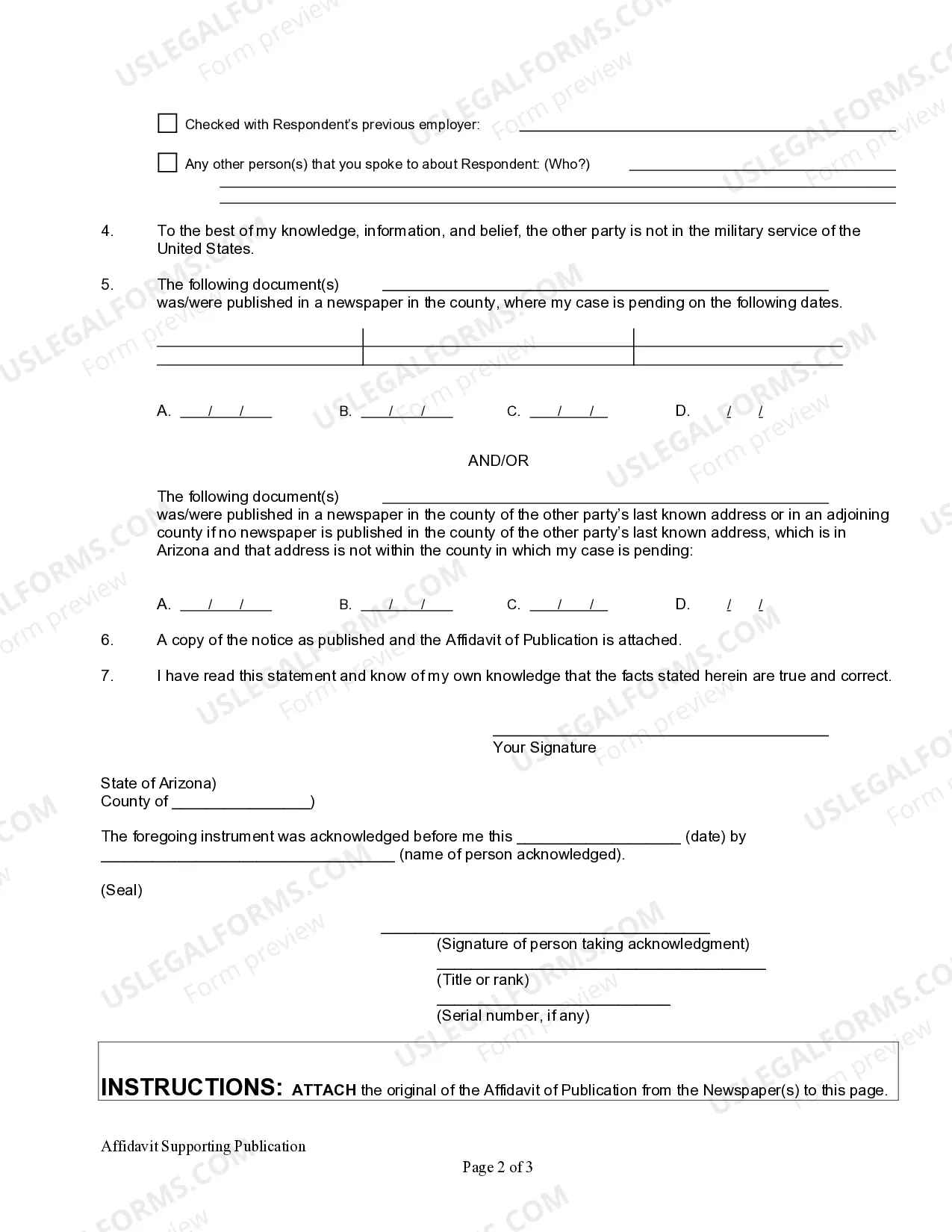 Preview Affidavit Supporting Publication