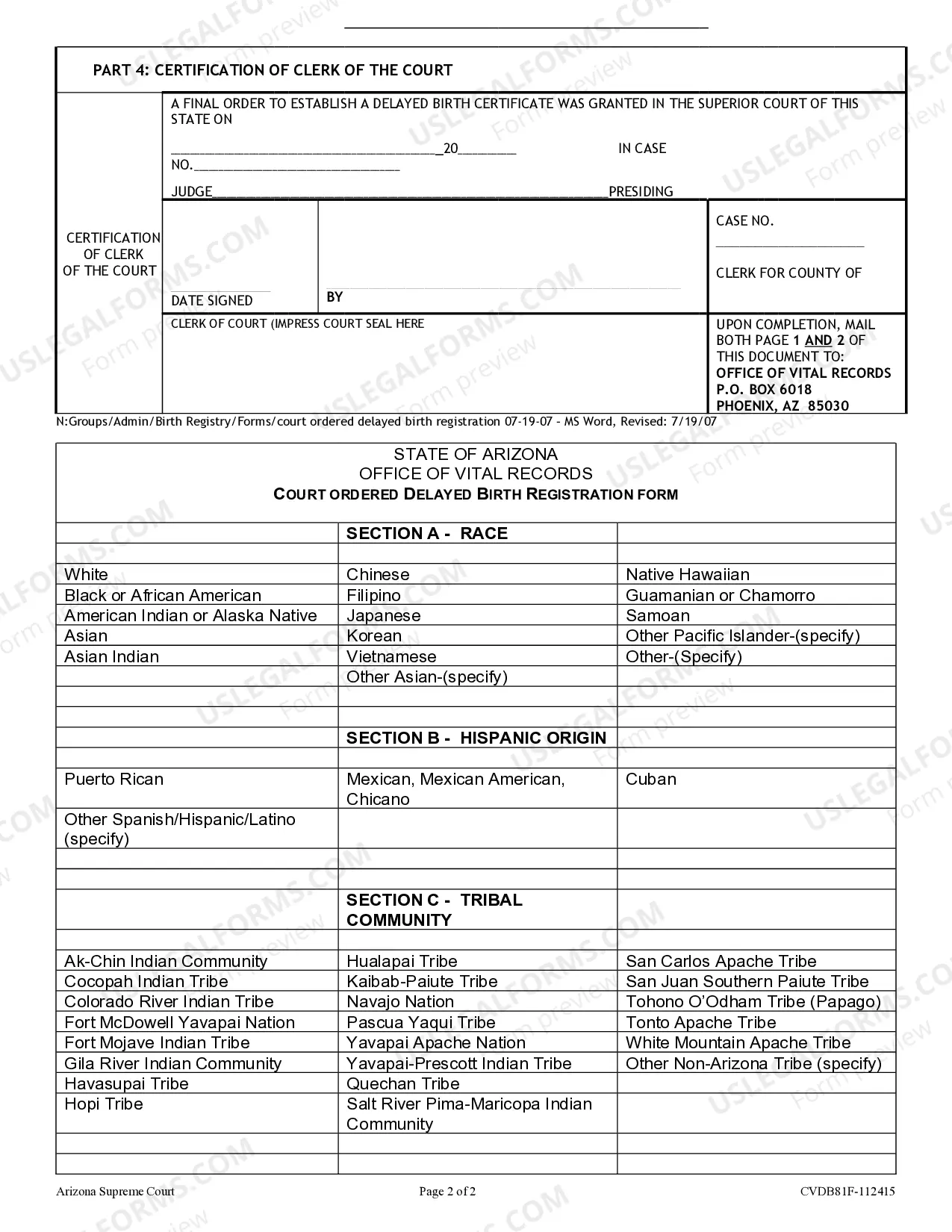 Preview Court Ordered Delayed Birth Registration