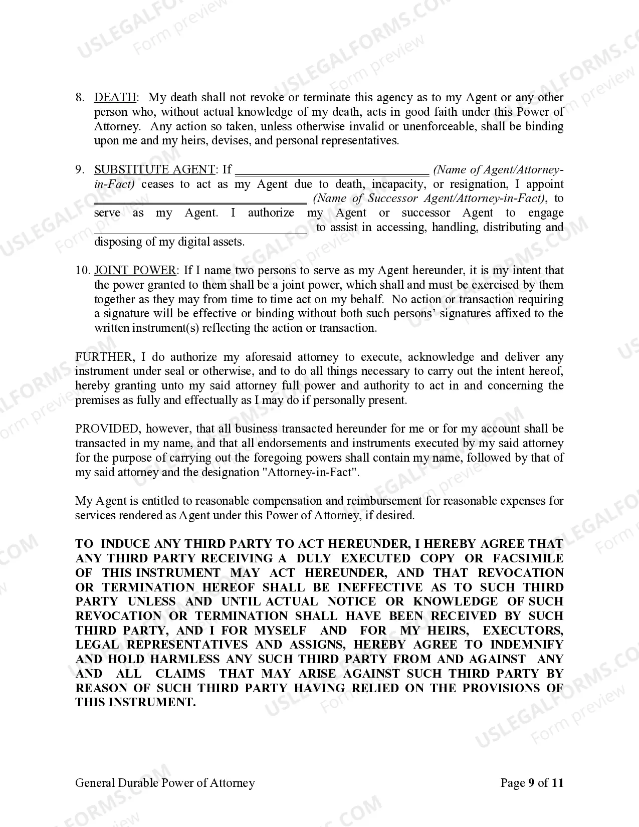 Preview General Durable Power of Attorney for Property and Finances or Financial Effective upon Disability