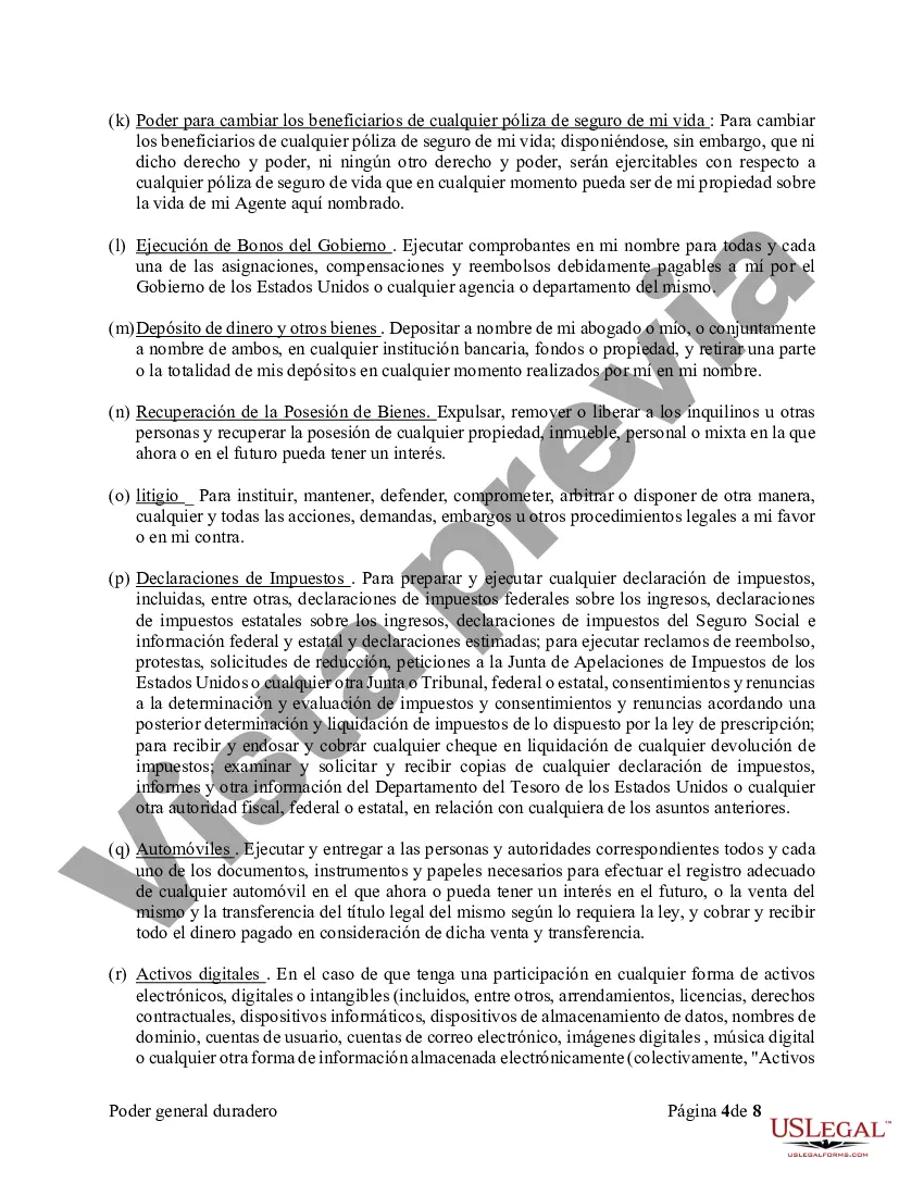 Preview Poder General Duradero para Bienes y Finanzas o Financiero Efectivo Inmediatamente