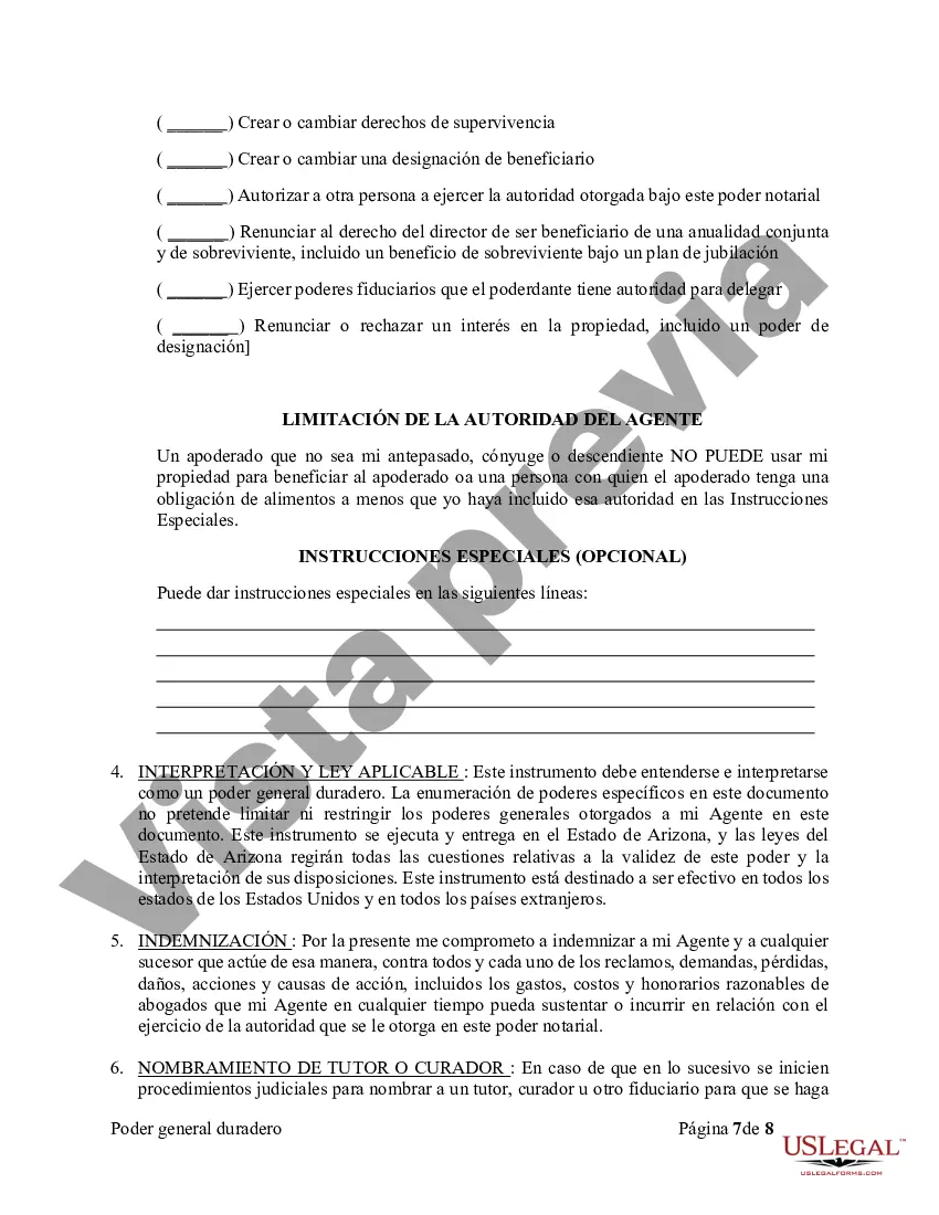 Preview Poder General Duradero para Bienes y Finanzas o Financiero Efectivo Inmediatamente
