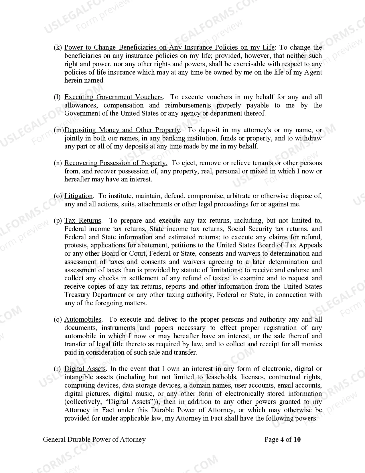 Preview General Durable Power of Attorney for Property and Finances or Financial Effective Immediately