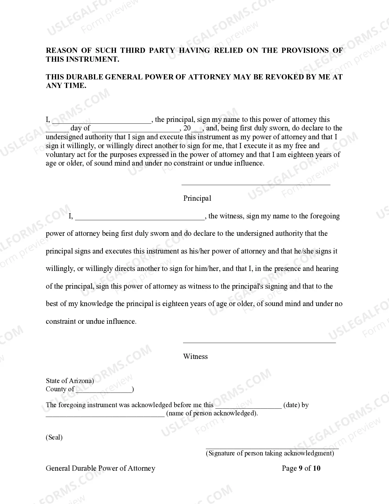 Preview General Durable Power of Attorney for Property and Finances or Financial Effective Immediately