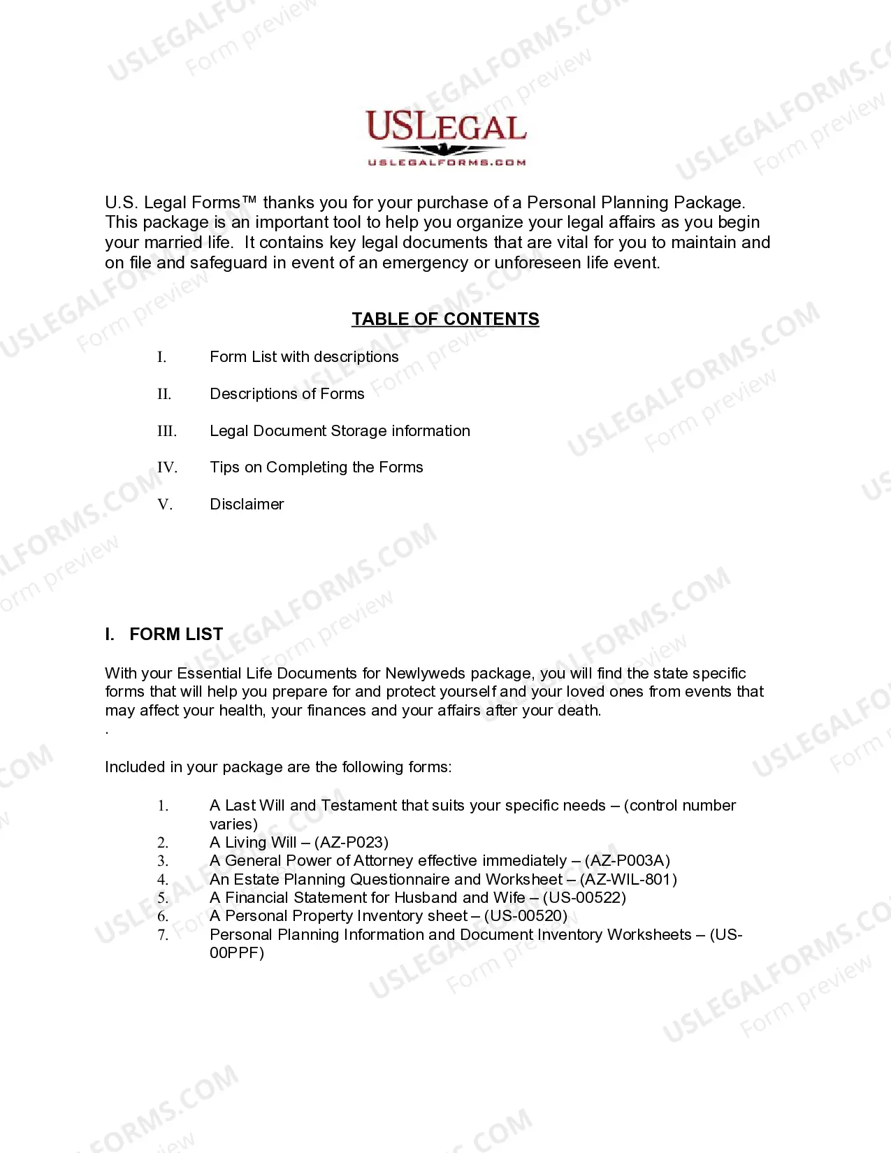 Preview Arizona Essential Legal Life Documents for Newlyweds