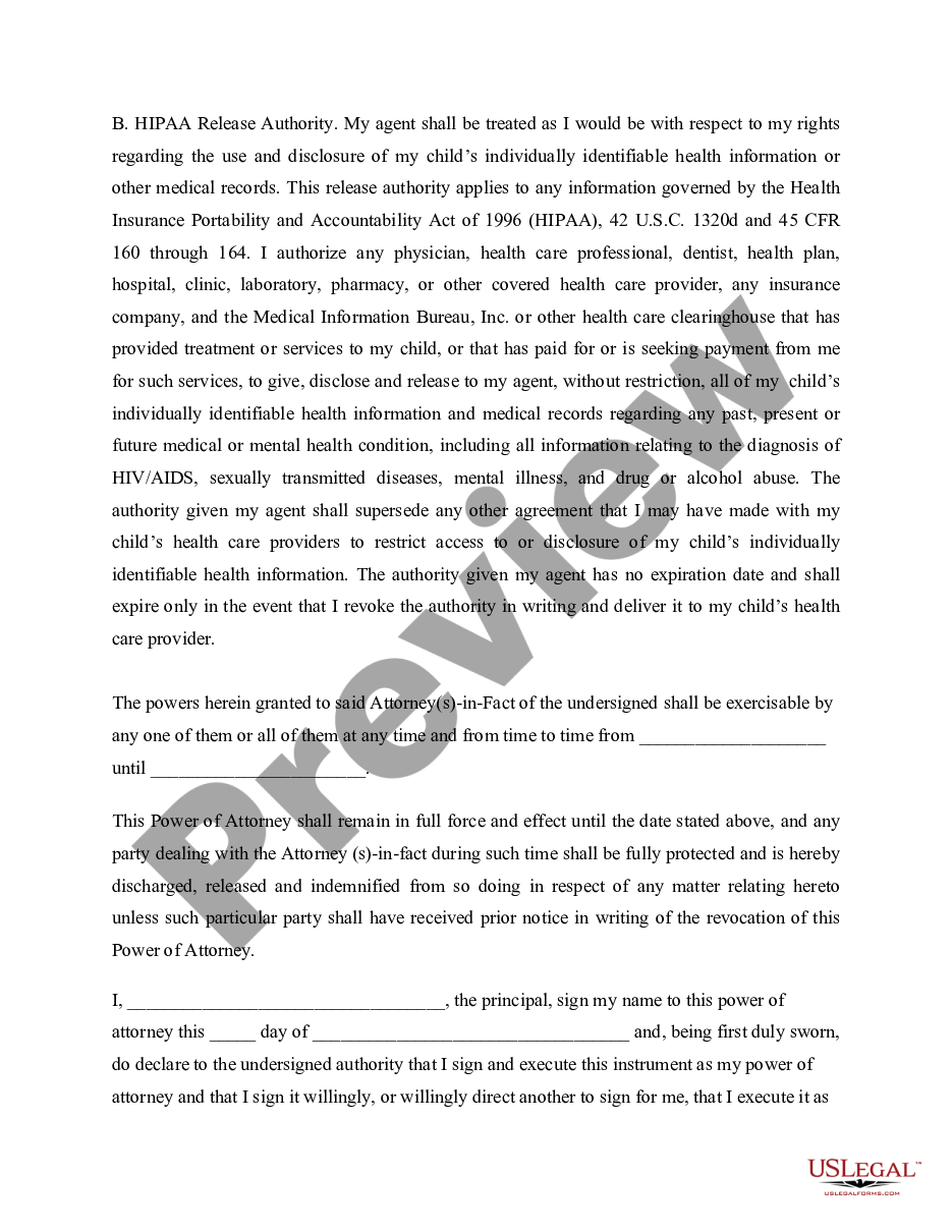 page 2 Power of Attorney for Care and Custody of Children preview