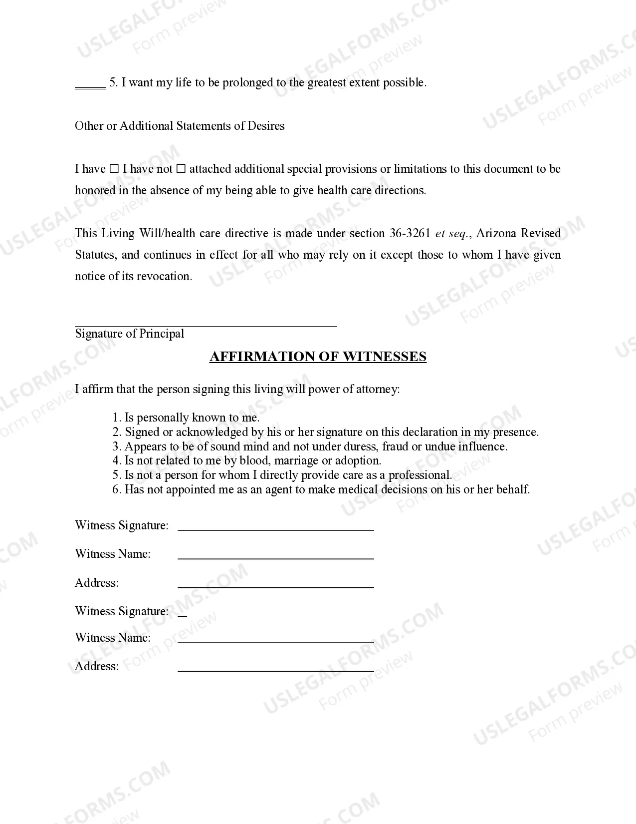 Preview Statutory Living Will