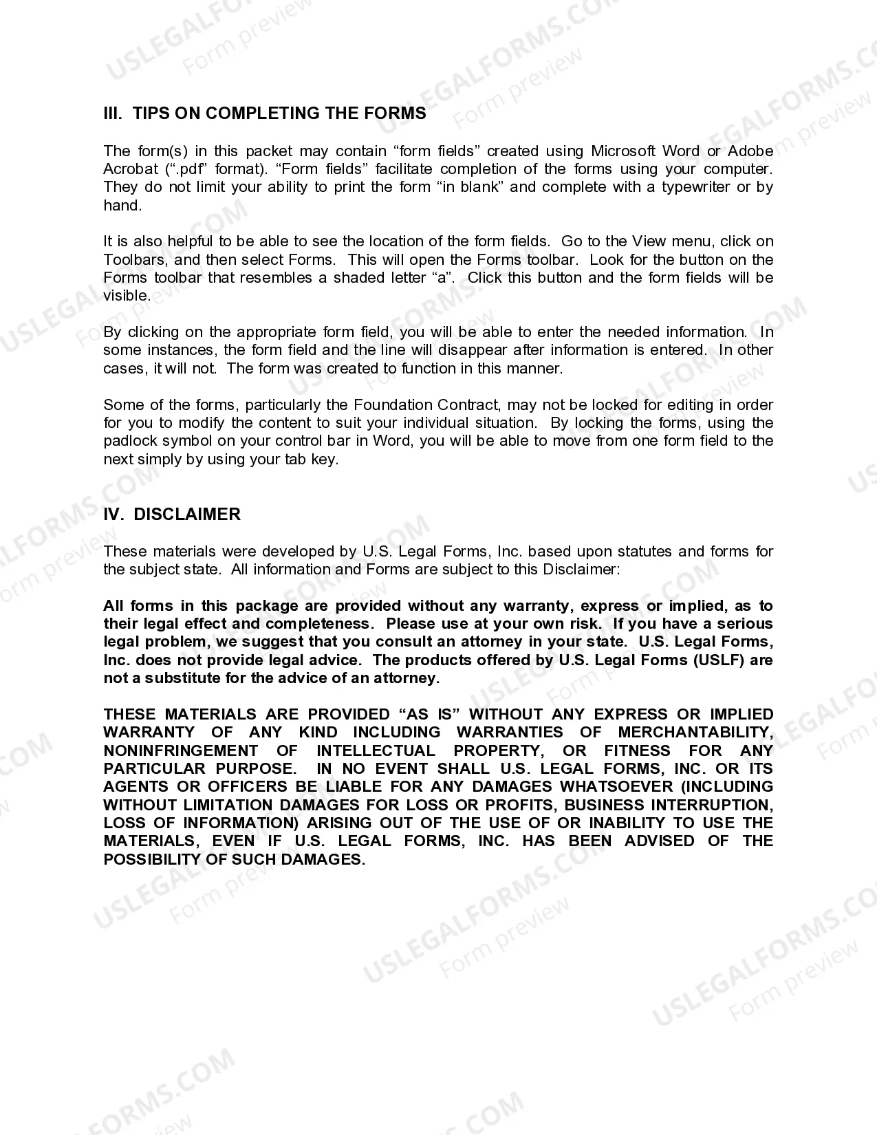 Preview Arizona Foundation Contractor Package