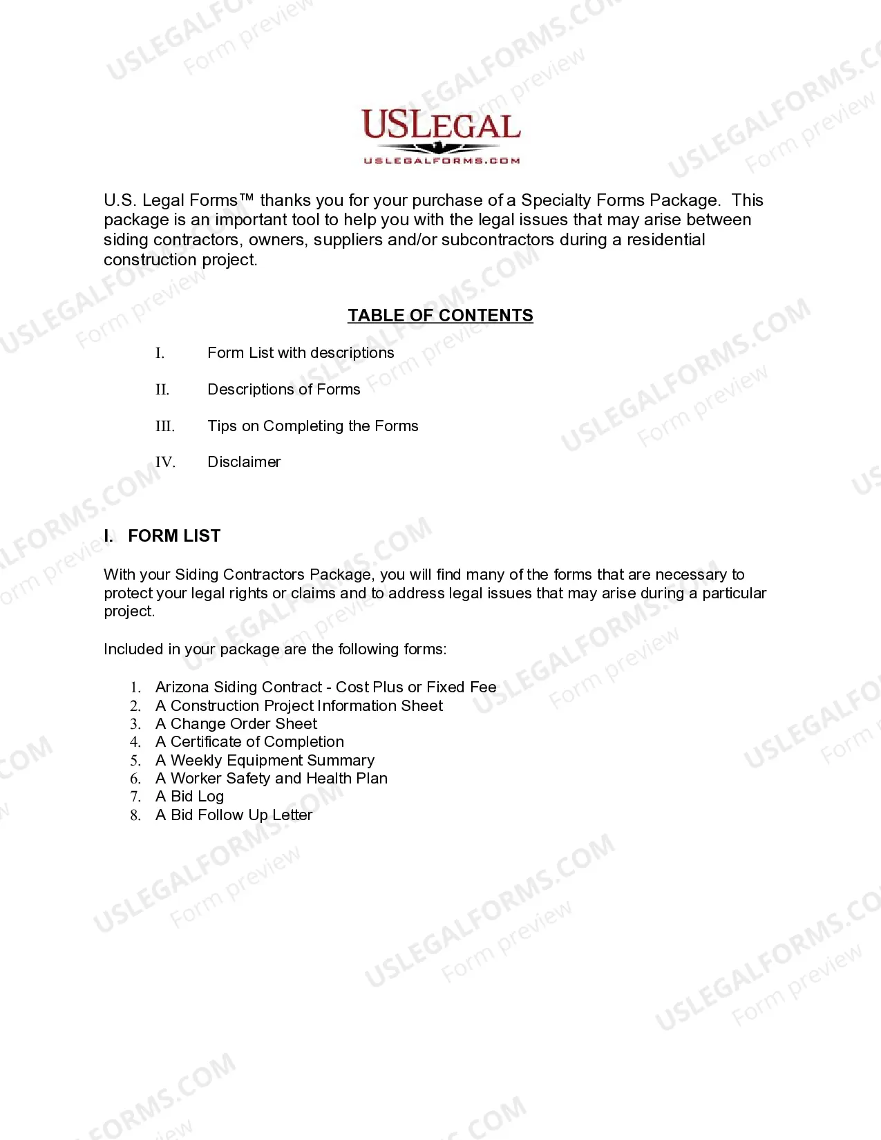 Preview Arizona Siding Contractor Package