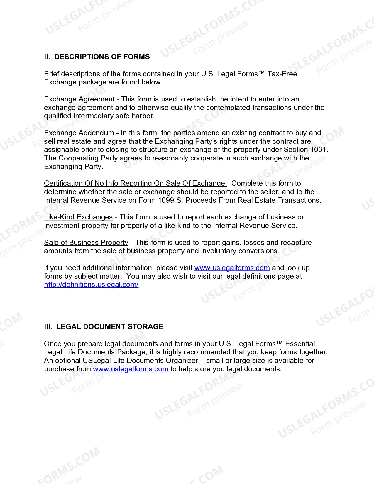 Preview Arizona Tax Free Exchange Package