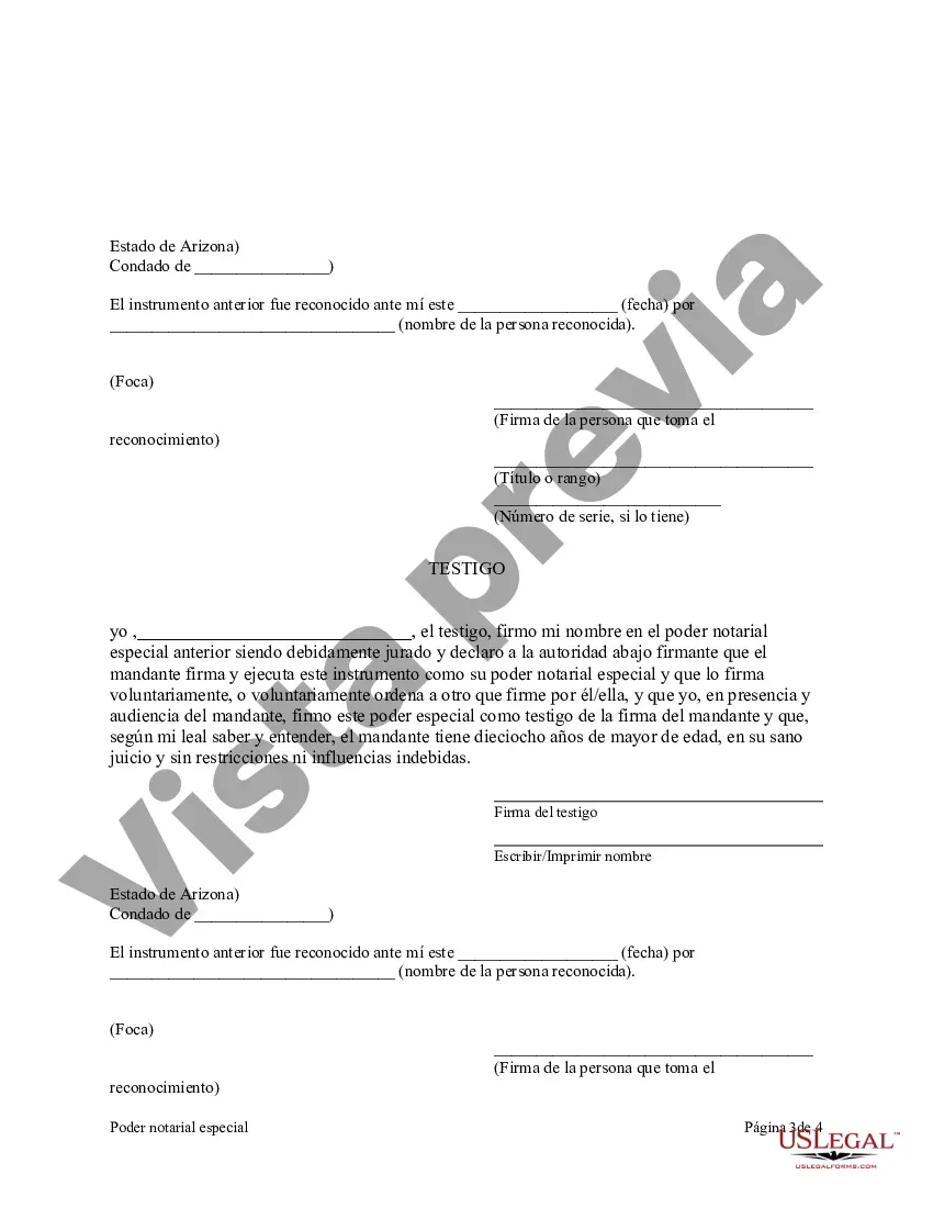 Preview Poder notarial especial o limitado para transacciones de venta de bienes raíces por parte del vendedor