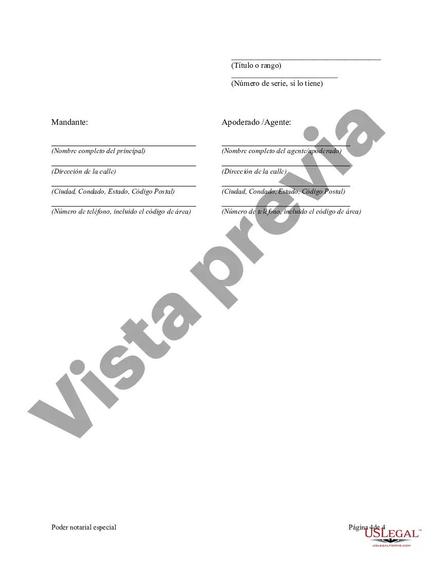 Preview Poder notarial especial o limitado para transacciones de venta de bienes raíces por parte del vendedor