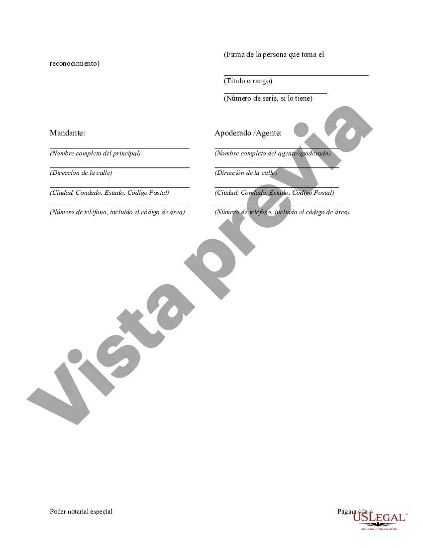 Preview Poder notarial especial o limitado para transacciones de compra de bienes raíces por parte del comprador