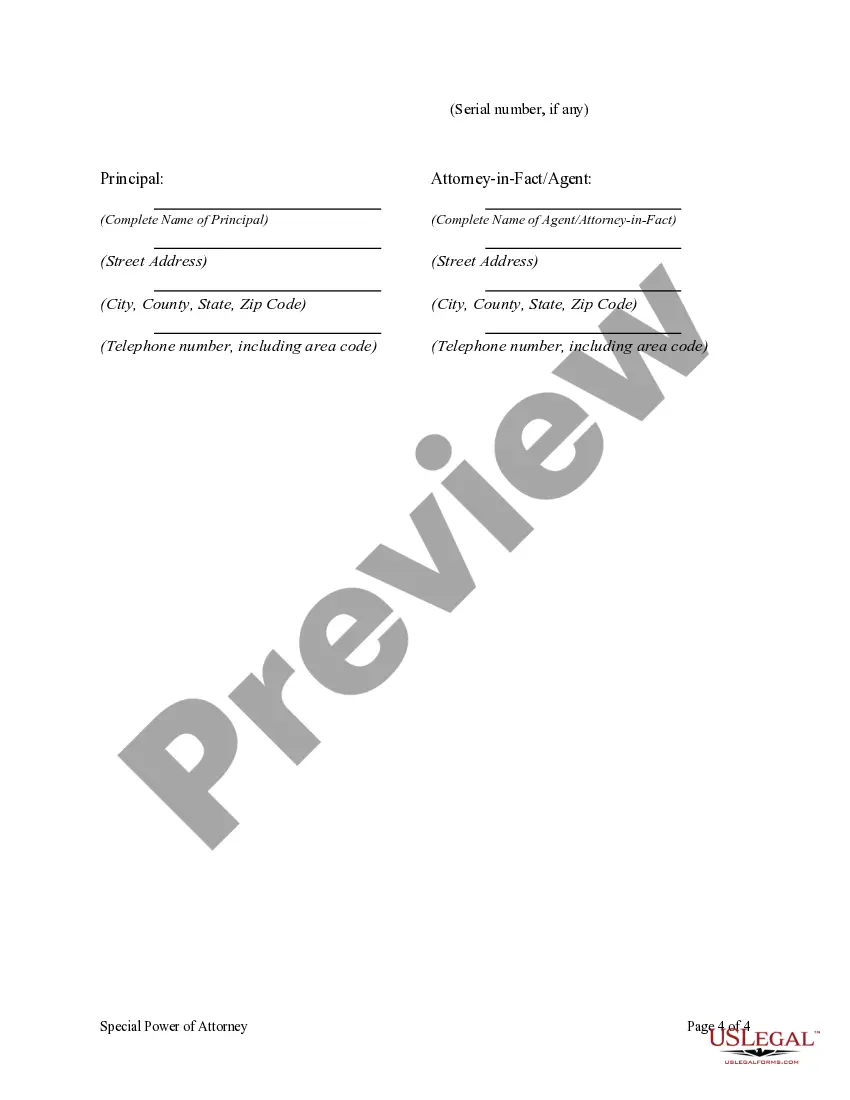 Preview Special or Limited Power of Attorney for Real Estate Purchase Transaction by Purchaser