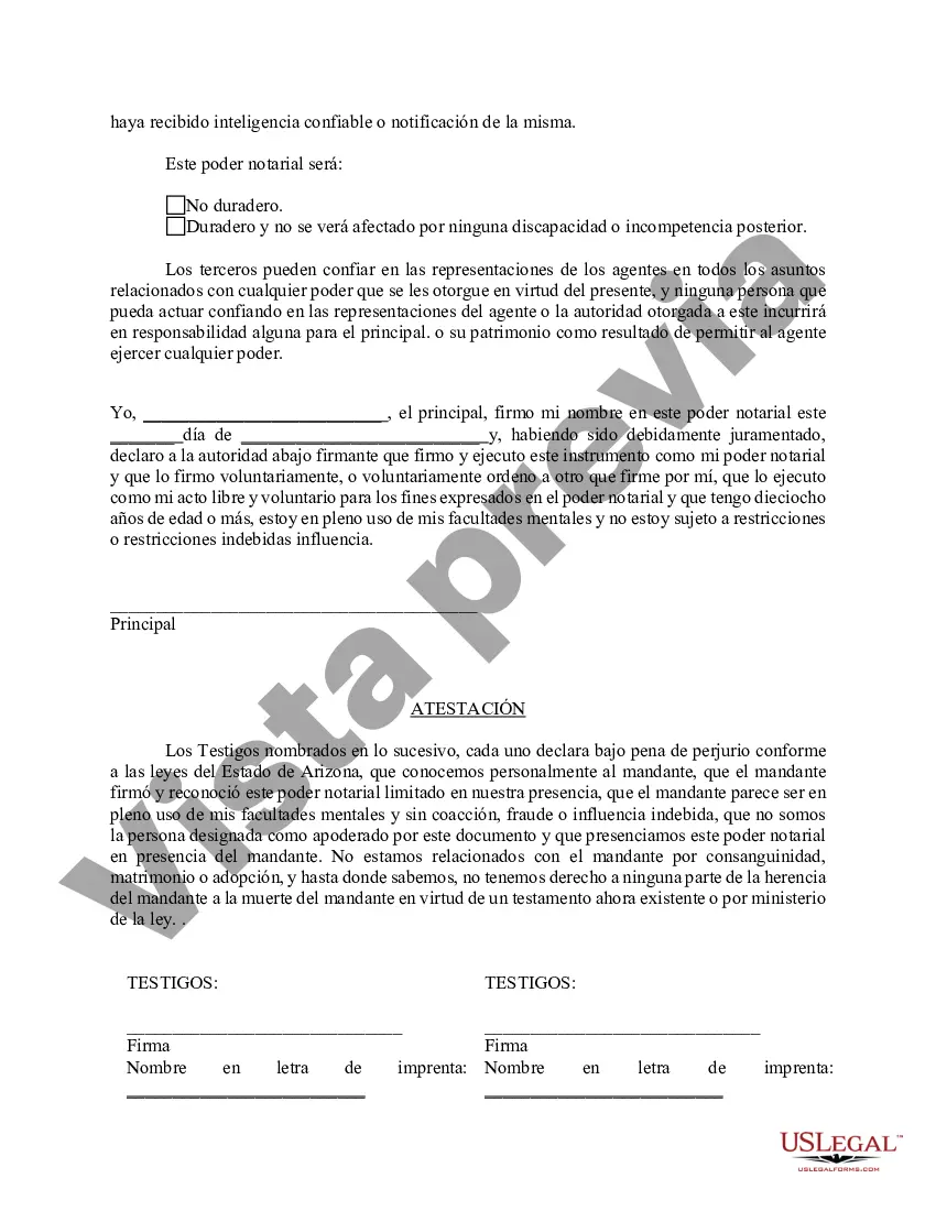 Preview Poder notarial limitado en el que se especifican poderes con ejemplos de poderes incluidos