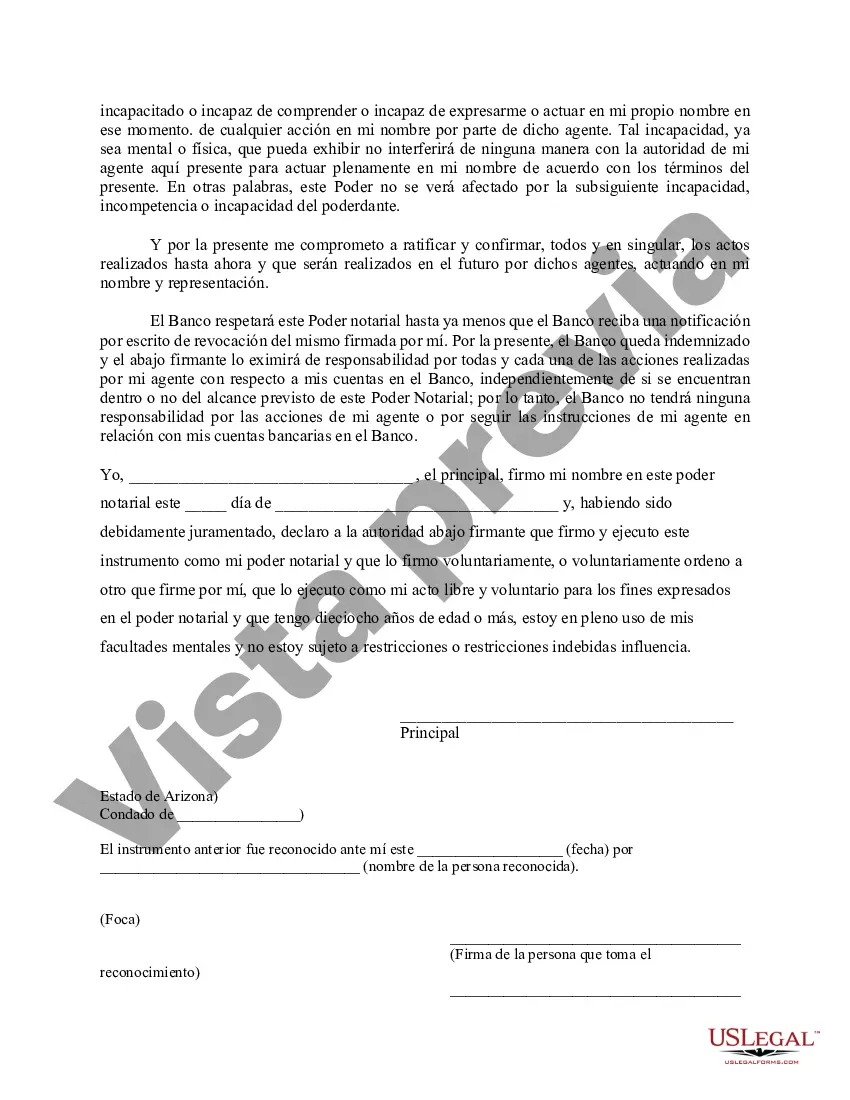 Preview Poder especial duradero para asuntos de cuentas bancarias