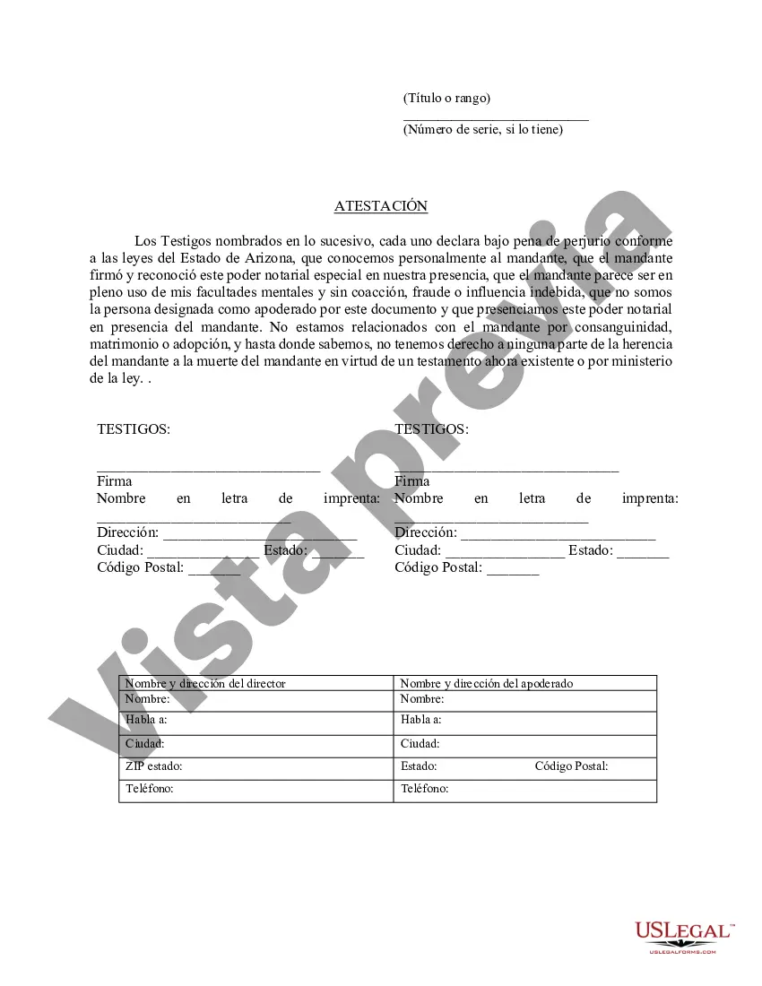 Preview Poder especial duradero para asuntos de cuentas bancarias