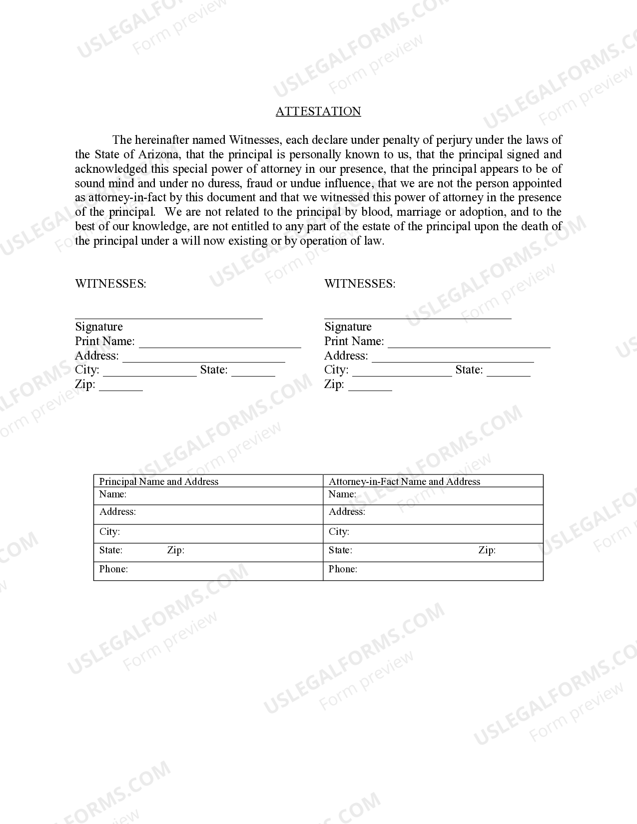 Maricopa Arizona Special Durable Power of Attorney for Bank Account