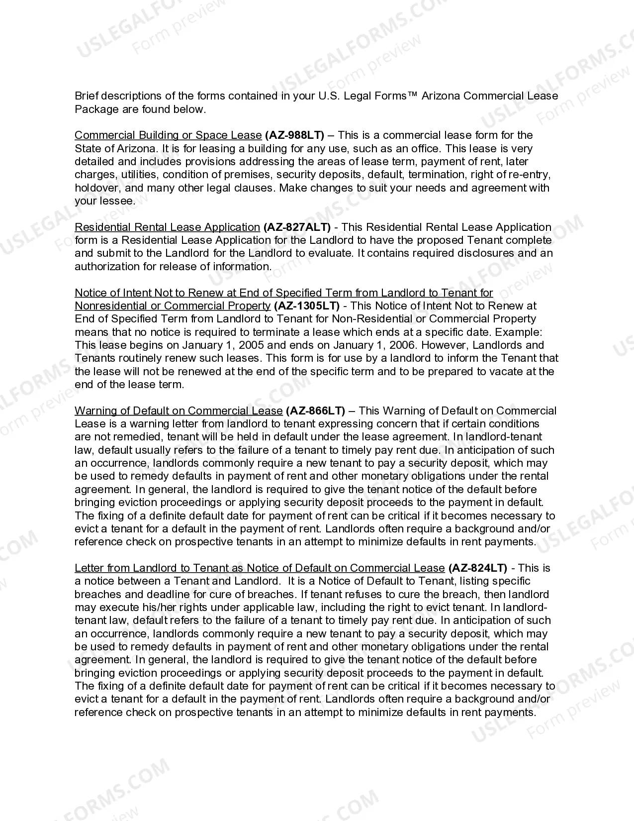Preview Arizona Commercial Lease Package