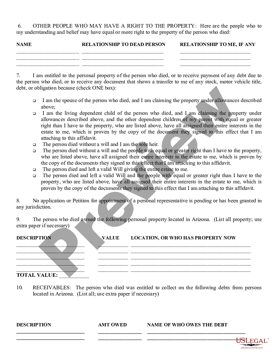 page 1 Nonprobate Affidavit for Collection of Personal Property of Decedent preview
