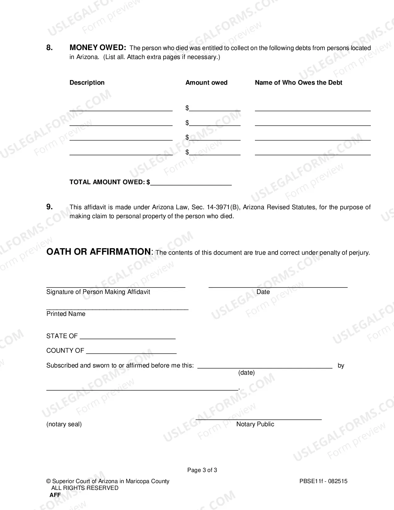 Preview Nonprobate Affidavit for Collection of Personal Property of Decedent